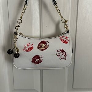 Coach White Bag with Red Lip Print